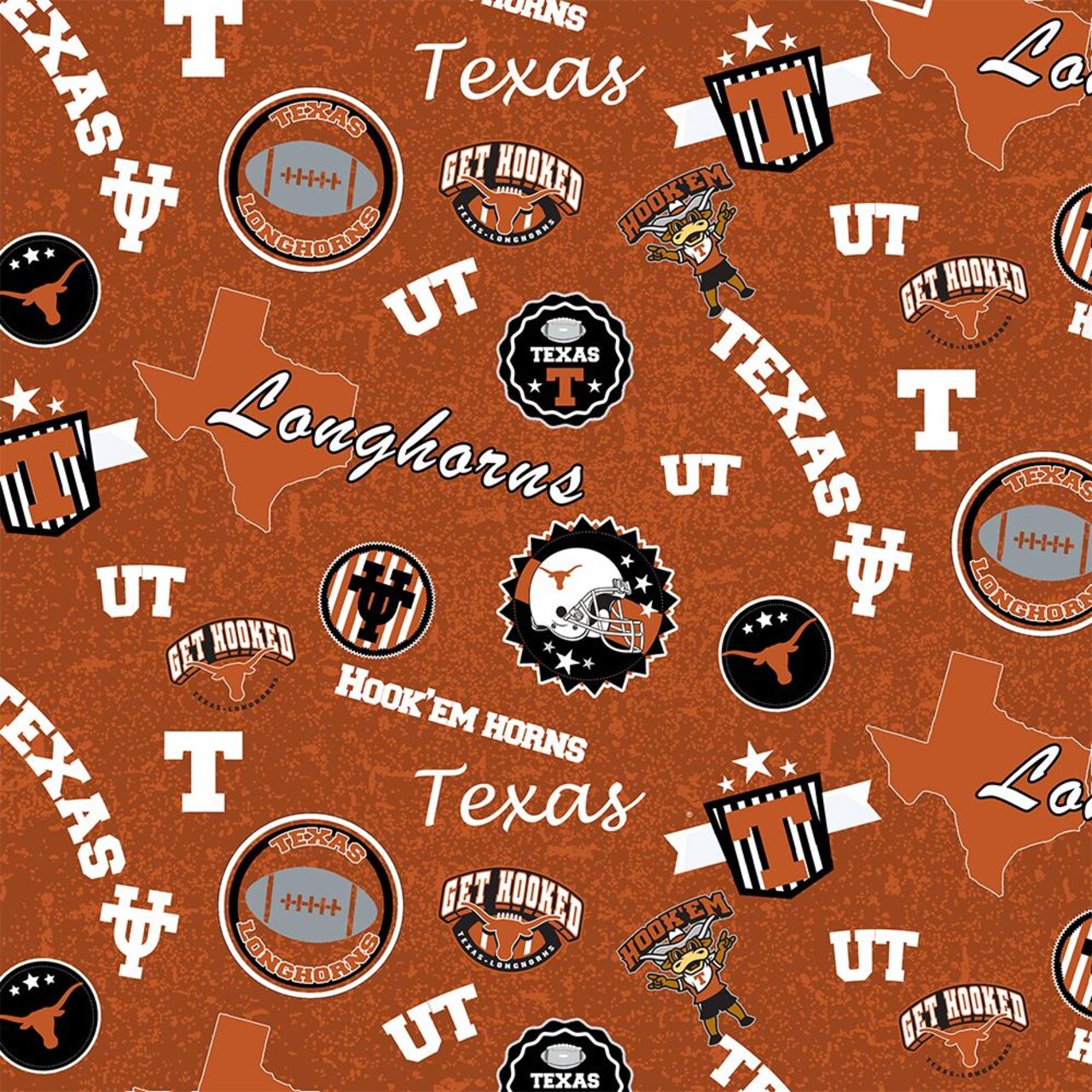 Sykel Enterprises-University of Texas  Cotton Fabric-Texas Longhorns Home State Cotton Quilting Fabric